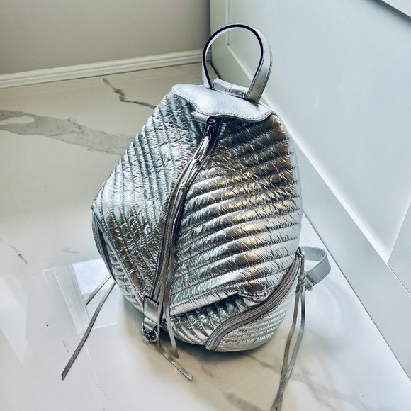 Rebecca Minkoff Silver Quilted Backpack - Picture 1 of 5